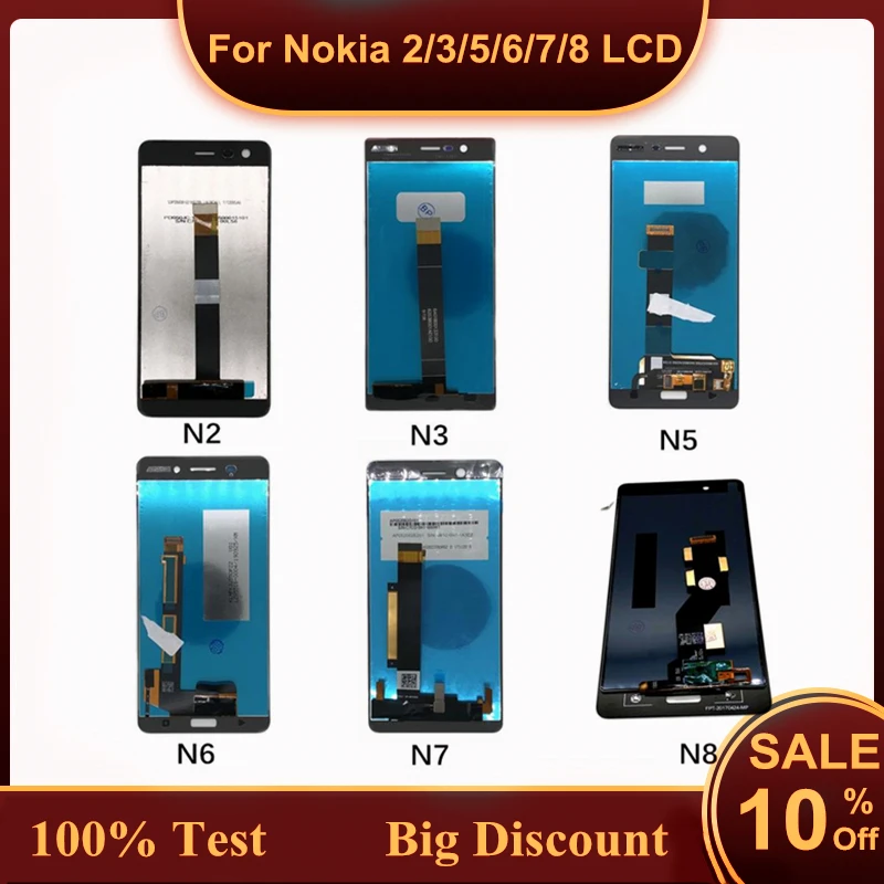 100% тест ЖК дисплей для Nokia 8 7 6 5 3 2 сенсорный экран дигитайзер сборка N2 N3 N5 N6 N7 N8