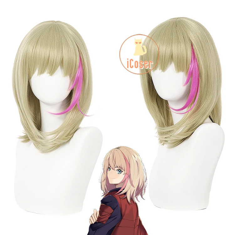

Anime Wonder Egg Priority Rika Kawai Cosplay Wig Blond Pink Wig Heat Resistant Synthetic Hair + Wig Cap Halloween Party Women