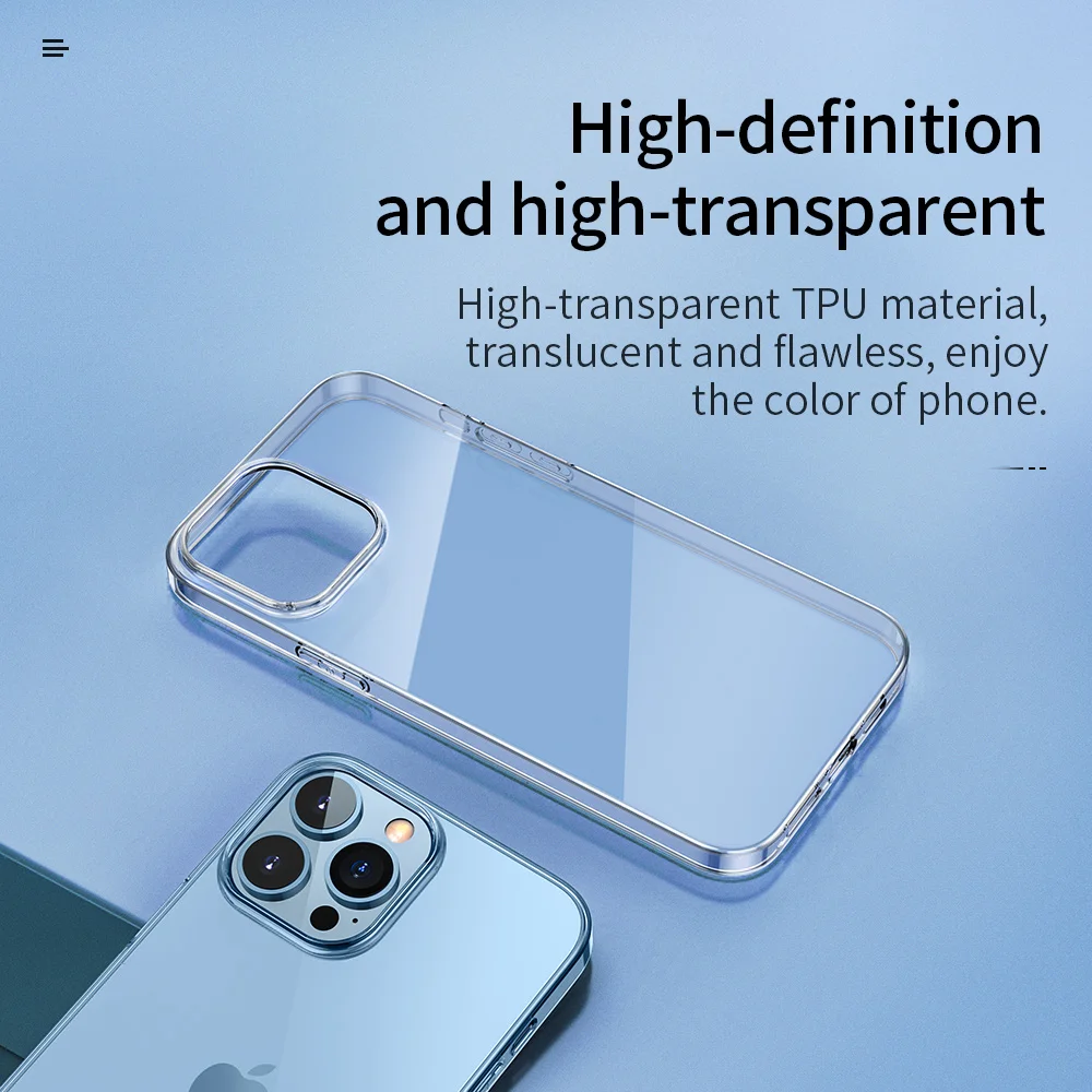 Hoco Transparent Back Protective Case For iPhone 13 12Pro Max Ultra Thin Clear Soft TPU Cover For iPhone 13 12 2021 Funda Coque