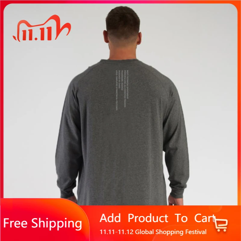 

Мужская модная одежда большого размера, футболки с длинным рукавом для фитнеса и бодибилдинга, Спортивная футболка для бега и тренировок на...