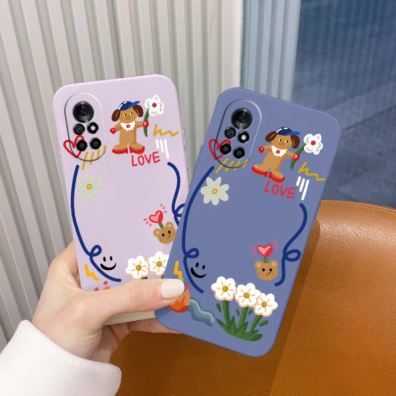

Cute Bear Shockproof Liquid Phone Case Case For Huawei Nova 8 7 Pro SE 6 SE 5 Pro 5Z 5I 5Ipro 5T 4 4E Phone Case