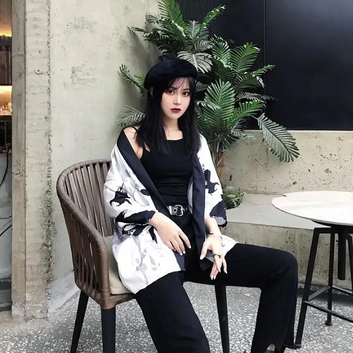 Весна Осень кимоно плащ три четверти рукав кардиган юката женщина мужчина