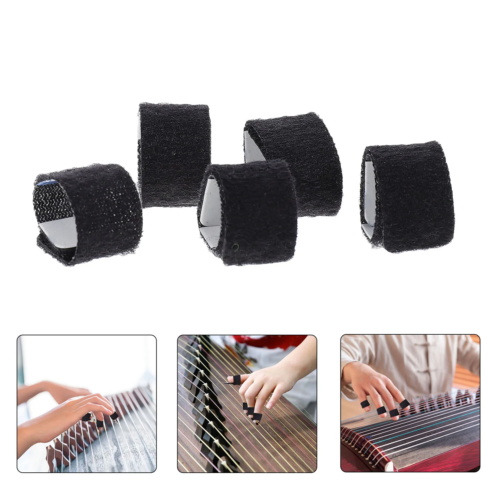 

5Pcs Nylon Guzheng Nail Protectors Playing Guzheng Nail Protective Covers (Black)