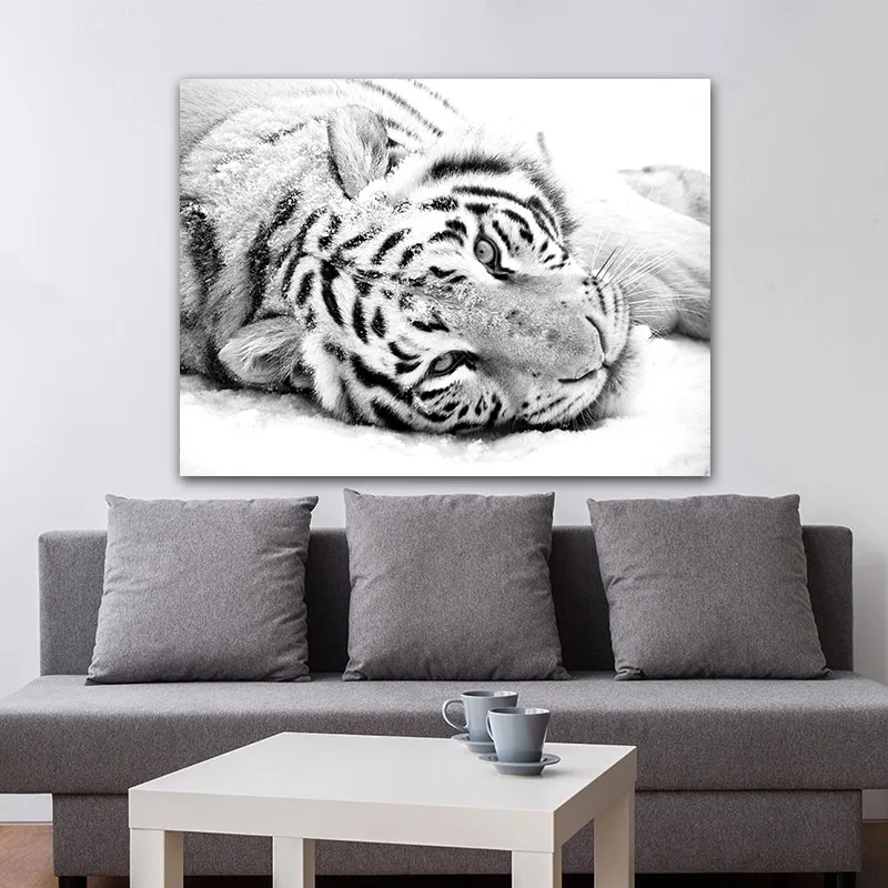 

Snow White Tiger Animal Poster And Print Canvas Wall Art Picture Nordic Style Painting Modern Home Living Room Decoration