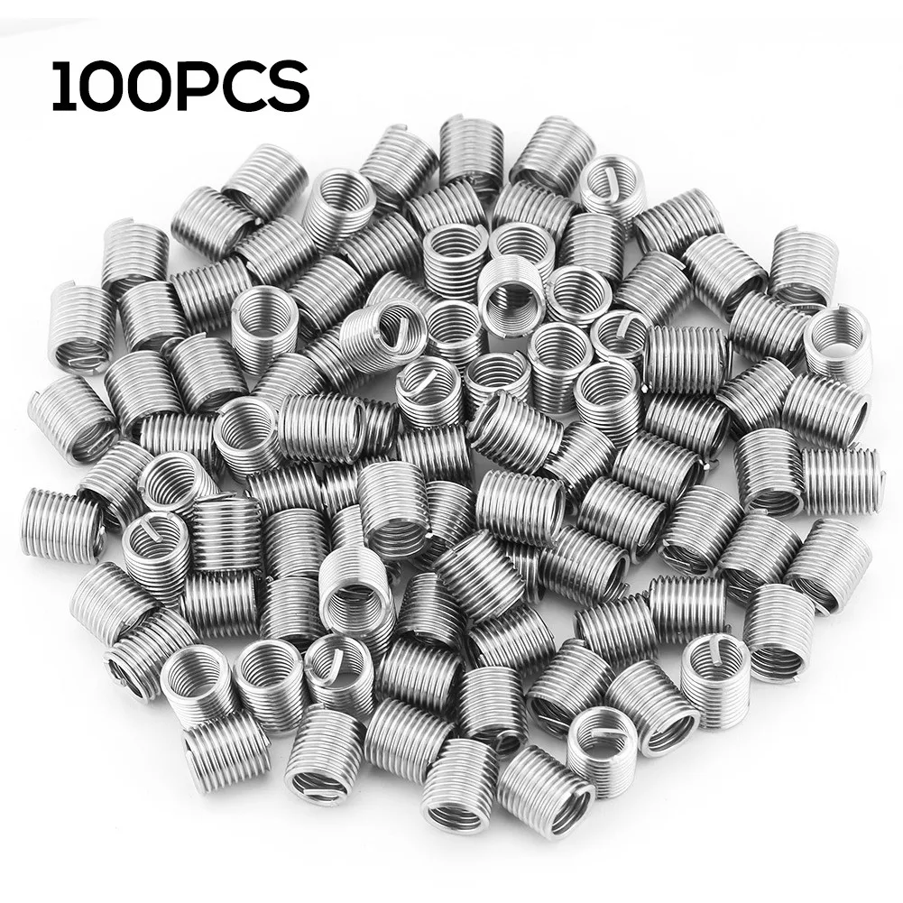 

100pcs M8x1.25x2D Stainless Steel Wire Thread Insert Fastening Thread Repair Tool Insert Kit Spiral Wire Screw Sleeve