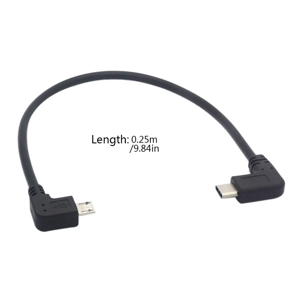 Изысканный дизайн прочный кабель типа C к Micro USB 90 градусов 5 Pin штекер мужской