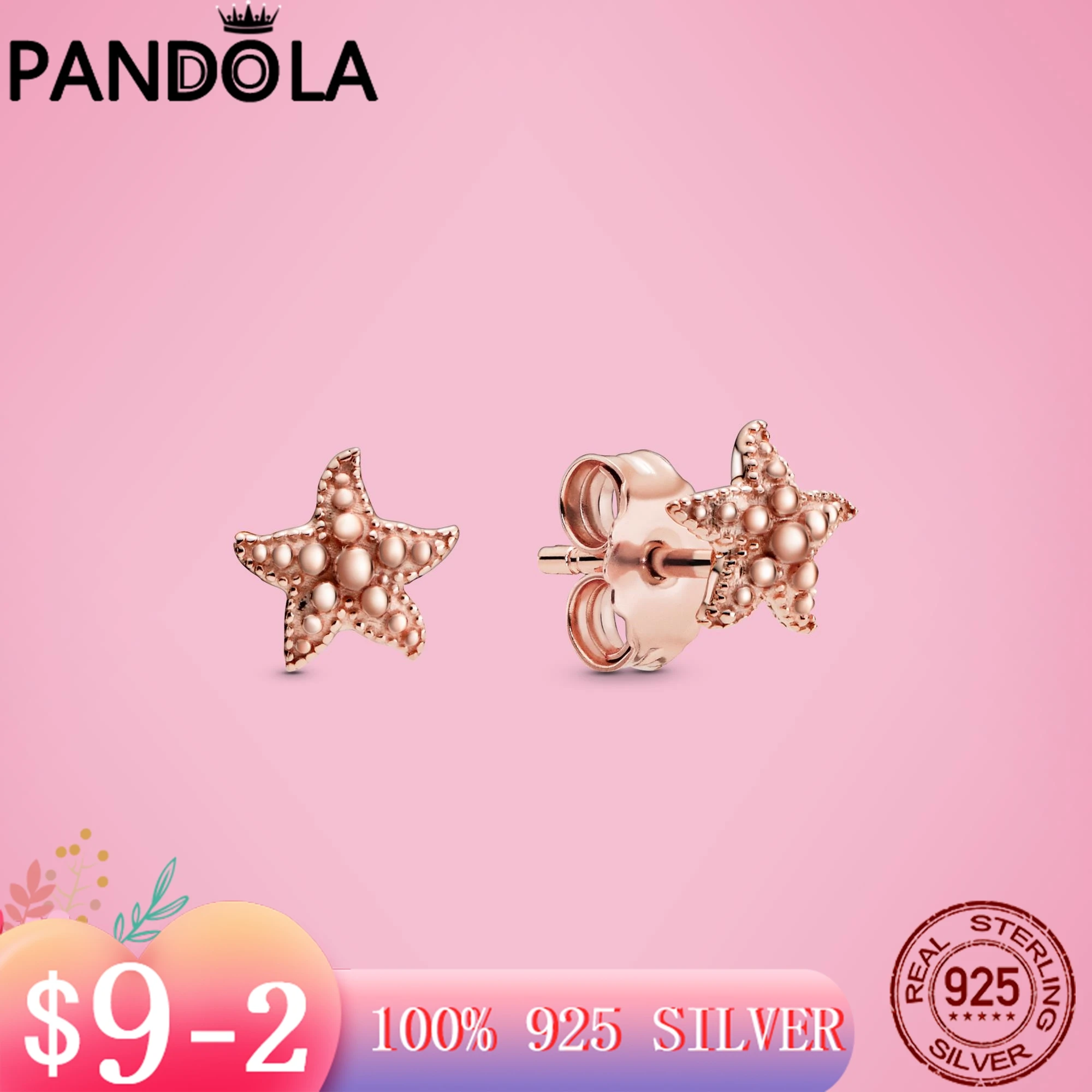 

Summer 925 Sterling Silver Beaded Starfish Stud Earrings For Women Girl Wife Gift Silver S925 Original Fashion Jewelry Hot