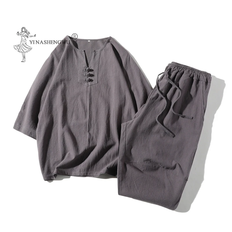 Кимоно в японском стиле футболка с коротким рукавом и брюки комплект из двух