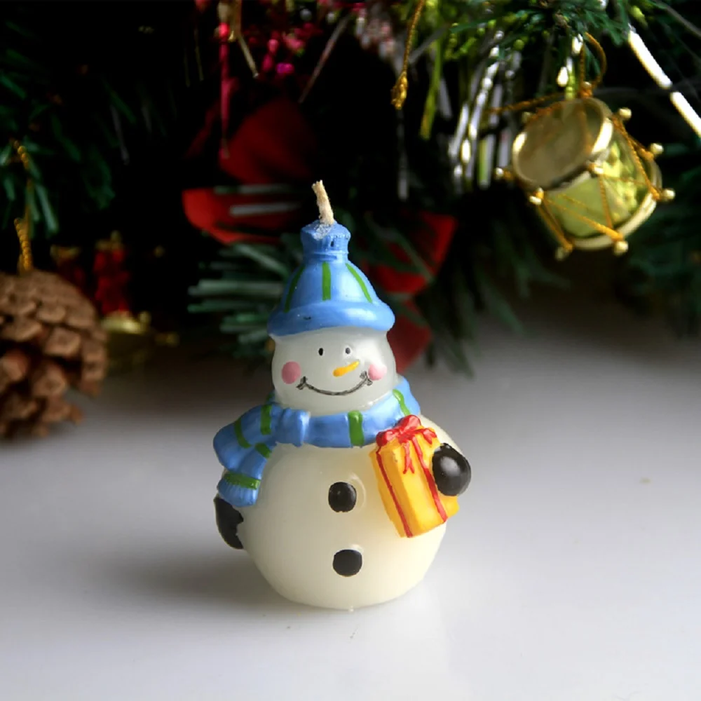 

Cute Christmas Snowman Style Party Candle Children Happy Birthday Party Cake Toppers Decoration Dessert Cupcake Baking Supplie