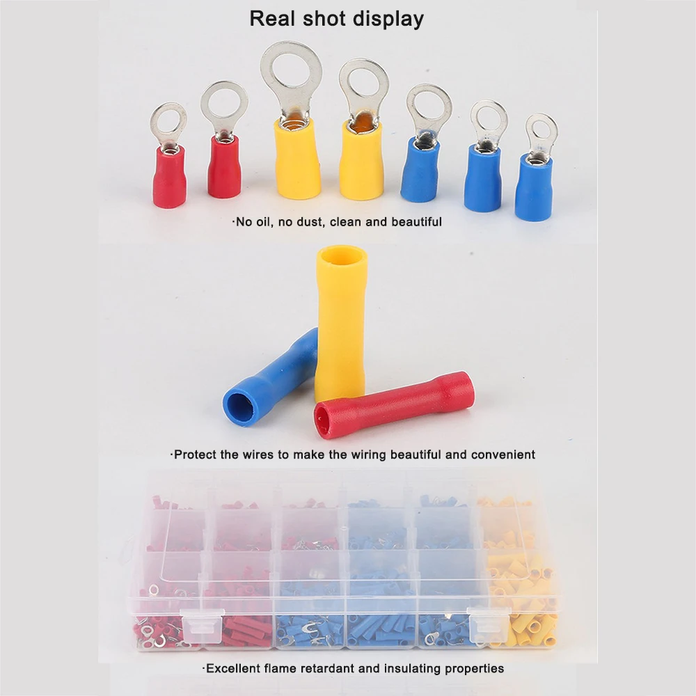 

Electrical Wire Crimp Wire Copper Tubular Crimp Connector Terminals Insulated Cord Pin End Terminal Kit Set14-16AWG 1.5-2.5mm