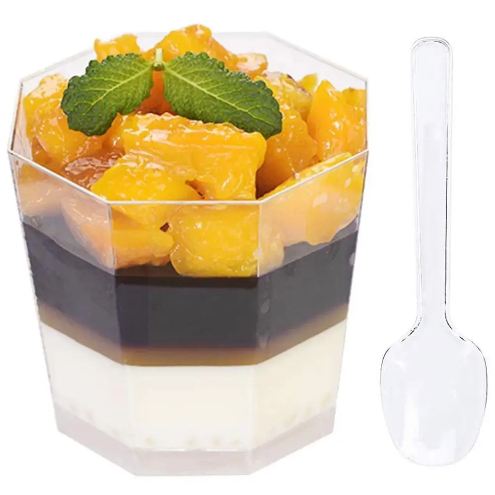 

New 100pcs Disposable Dessert Spoons Mini Transparent Dessert Spoons For Jelly Flatware Disposable Spoon More Cream Ice Z9V8