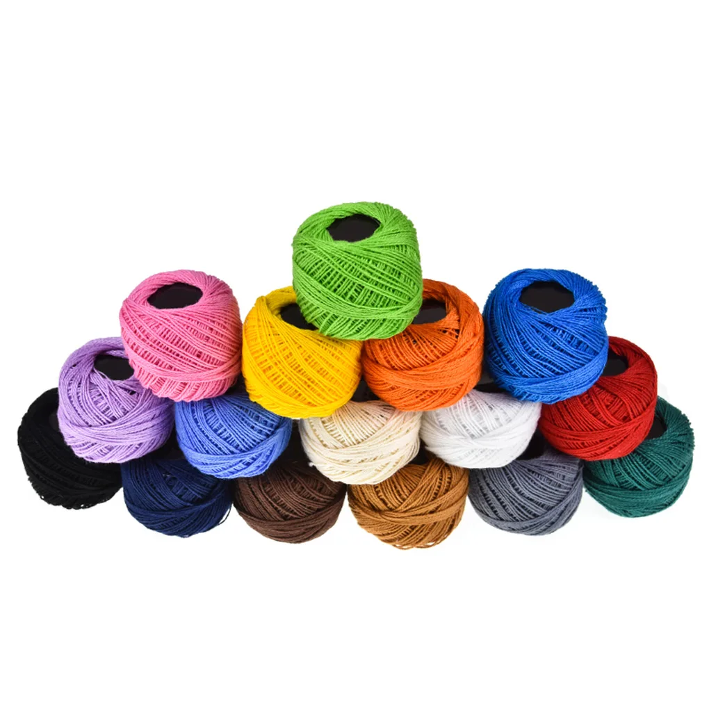 Ovillos de hilo de algod&oacute;n para ganchillo, punto de cruz, bordado a mano, 2 unidades, 16 colores-2