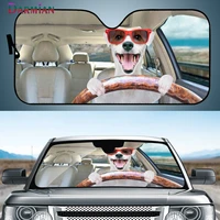 darmian funny dog driver print fold up sunshade for windshields durable universal car windshield sun shade uv protect auto cover