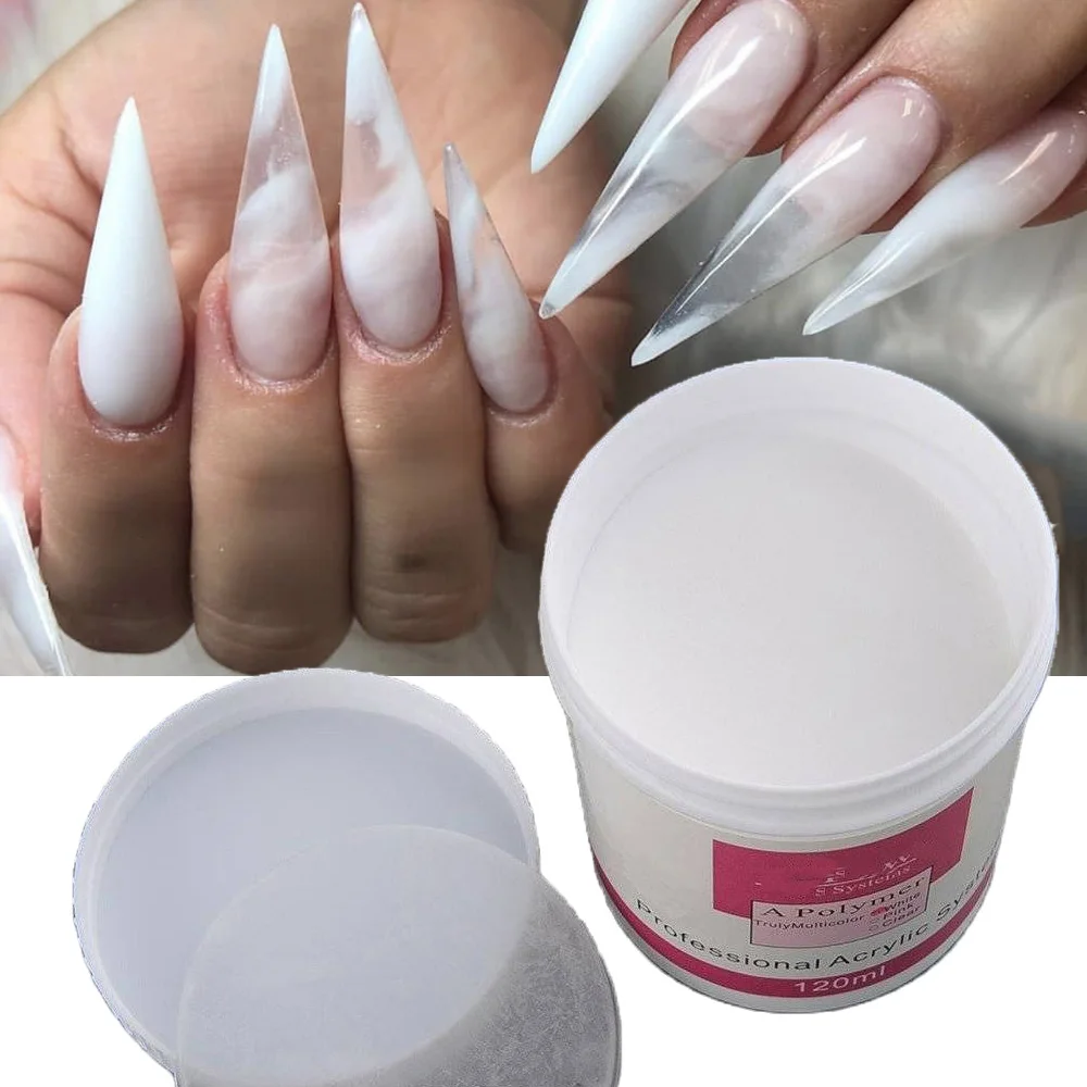 

Clear Acrylic Powder 4oz 120ml Polymer Crystal Clear Acrylic Powder Nail Artistry Premium Acrylic Nail Powder Clear in 120gm