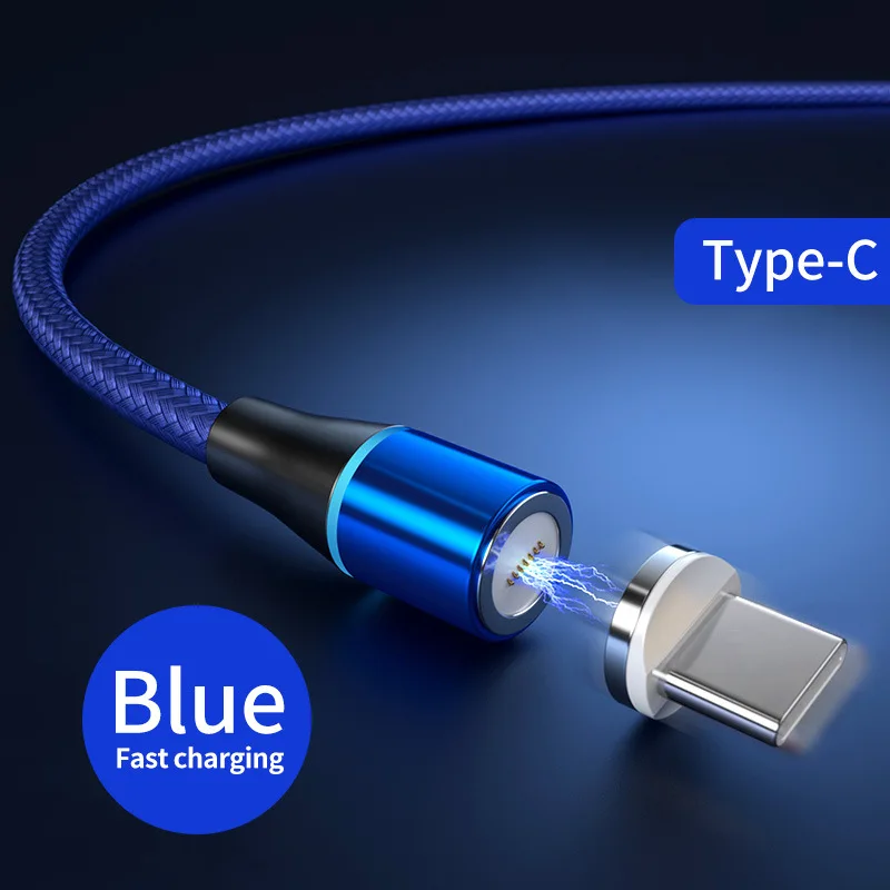 Blue For Type-C Магнитный кабель Snodesound для быстрой зарядки iPhone XR Micro Usb type-C, кабель для быстрой зарядки samsung, шнур для передачи данных - Цвет: Blue For Type-C