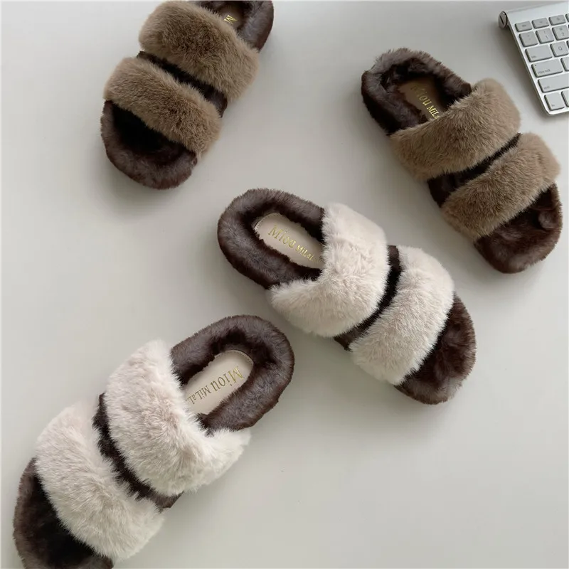 Женские домашние тапочки Новинка Осень зима 2021 стильная норковая Удобная