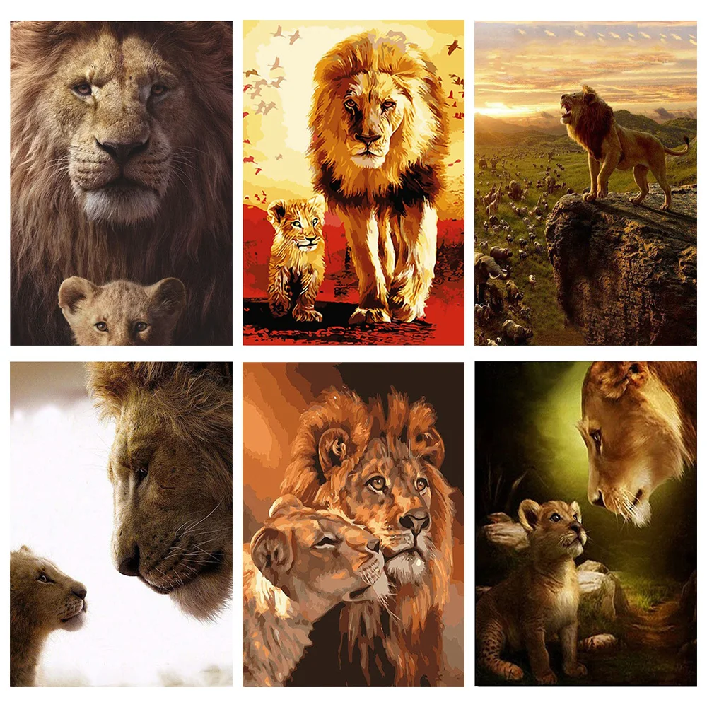 

Full Square 3D Diamond Embroidery Cross Stitch Mosaic Crystal 5D Diamond Painting Animal Forest King Lion Home Decoration Ep303