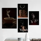 Плакаты и принты на холсте, с изображением черных кофейных зерен, простая картина, настенное искусство, Модульная картина для домашнего декора в скандинавском стиле для кухни