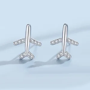 Серьги-гвоздики женские из стерлингового серебра с фианитами