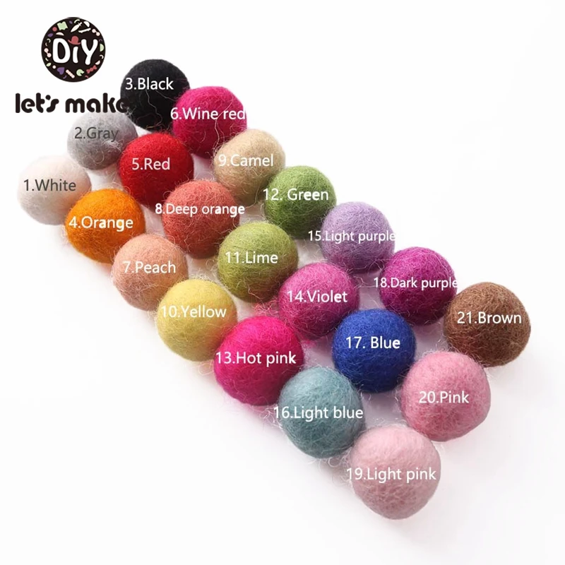 20 шт. 2 см 100% шарик из шерстяного войлока с красочными шерстяными шариками DIY