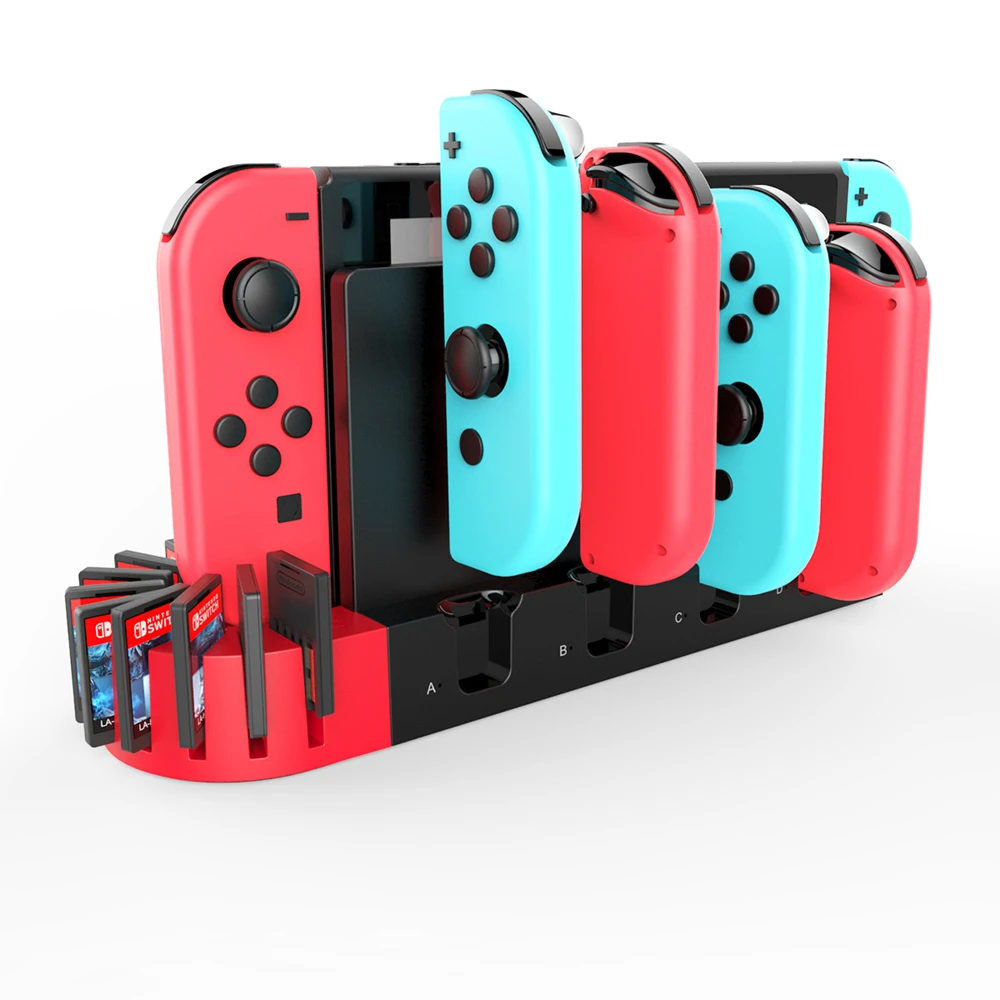 

Charging Dock For NS Switch Charger 4 Port Joycons Controller Gamepad Station Switch Console Holder Charger 9 Game Slots 1PC