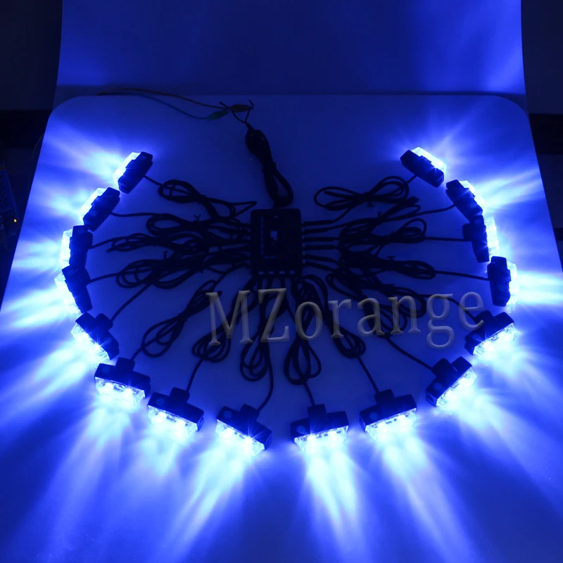 Blue MZORANGE 16x2 светодиодный стробоскоп 32 светодиодный пульт дистанционного управления Беспроводная Автомобильная решетка вспышки авто Предупреждение льная решетка лампы - Цвет: Blue