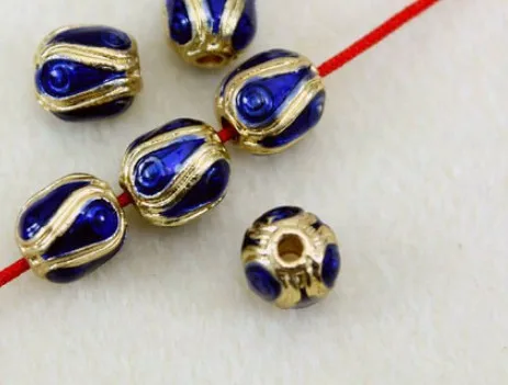 

5pcs gilt gold dripping oil Nepal beads Plated Jewelry Findings For Bracelet spacer Jewelry Making DIY df34s