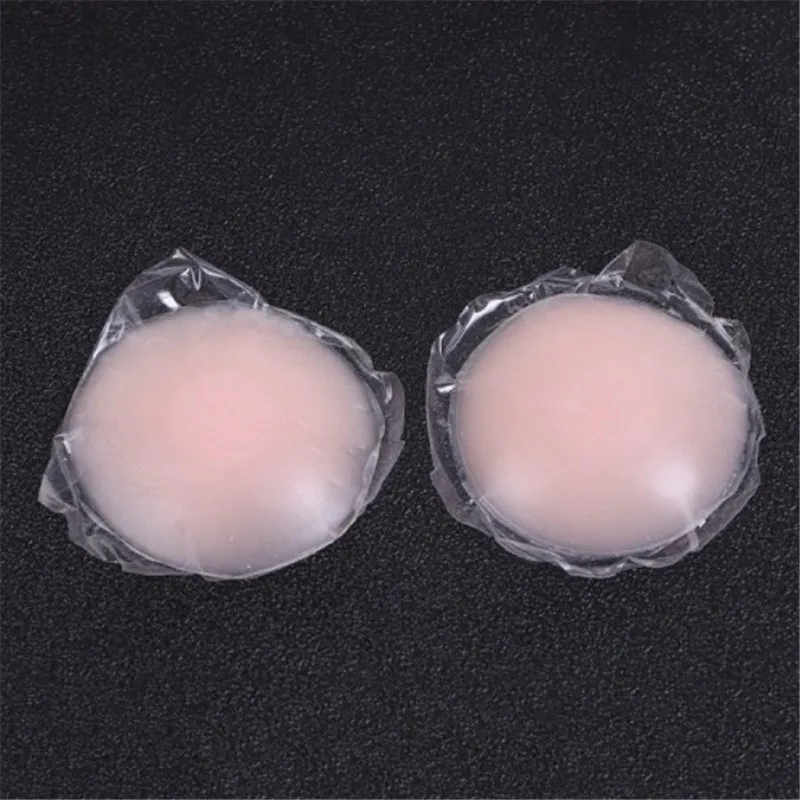 silicone round 2 шт./1 пара, силиконовые накладки на соски, накладки на бюстгальтер, клей для кожи, многоразовые невидимые накладки на грудь, вечерние наклейки - Цвет: silicone round