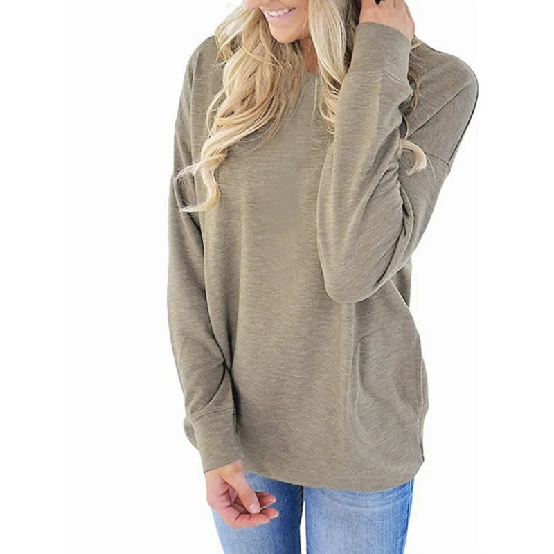 Новая весенняя блузка с длинными рукавами и карманом размера плюс осенняя