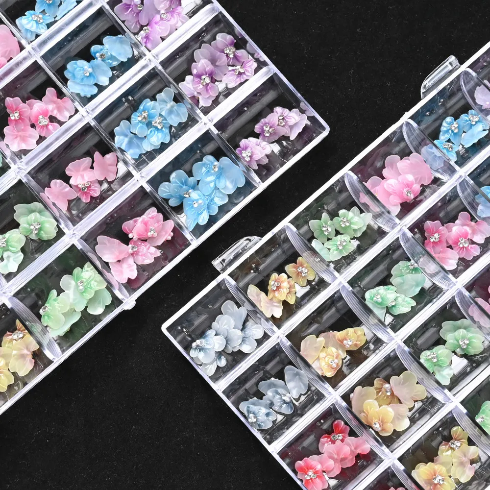 

24Girds*5Pc=120pcs Nail Handmade 3D Acrylic Flowers Charms,Manicure Charms With a Box ,Nail Art 5D Side Acrylic Flower,2021,NEW!