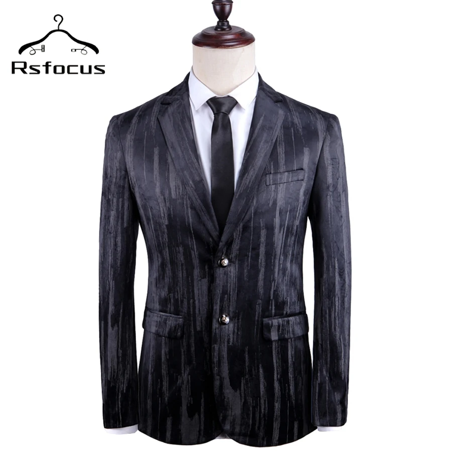 Бархатный блейзер Rsfocus для ночного клуба брендовый приталенный Мужской Блейзер