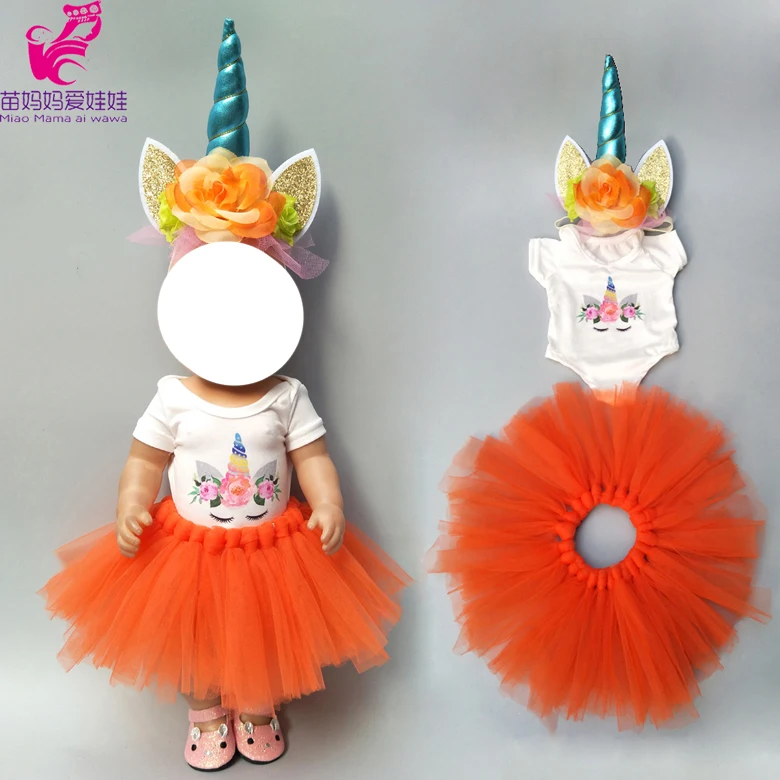 

18" Doll Clothes Set for 43cm Baby Doll Lace Unicorn Tutu Dress Doll Clothes for 17" Doll Coat Children Gifts