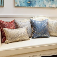 luxury delicate wavy embroidery decorative cushion cover red blue modern pillow cover sofa chair bed pillowcase