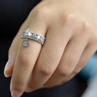 plated disc ring european and american womens fashion creative zircon