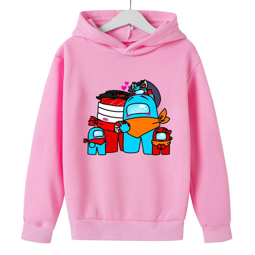 

Hoodies For Girls 4-14 Years Old Game Among Us Cartoon Characters Plus Text Graphics Printed Cotton Comfortable Baby Boy Clothes