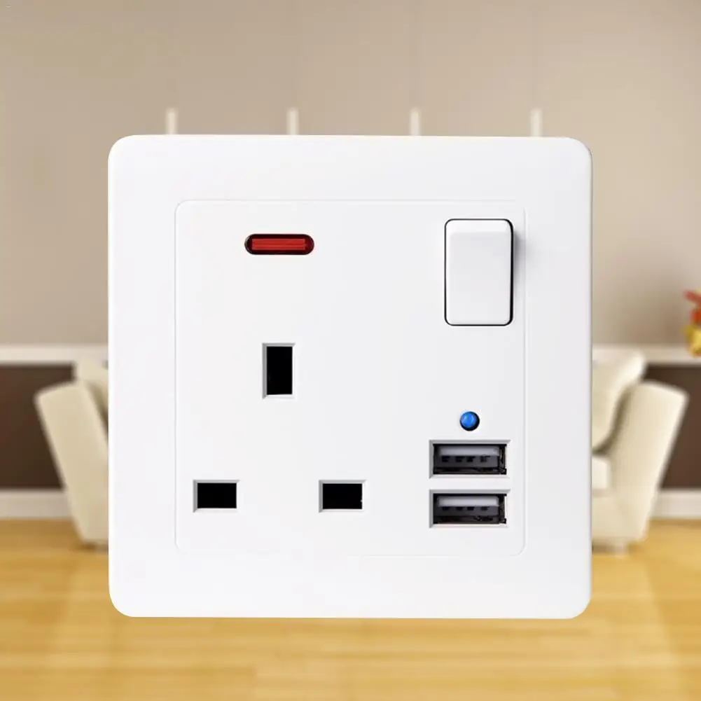 Двойная розетка питания с USB розеткой розетка Великобритании 13А смартфон высокоскоростное зарядное устройство Порт пластины настенная электрическая розетка