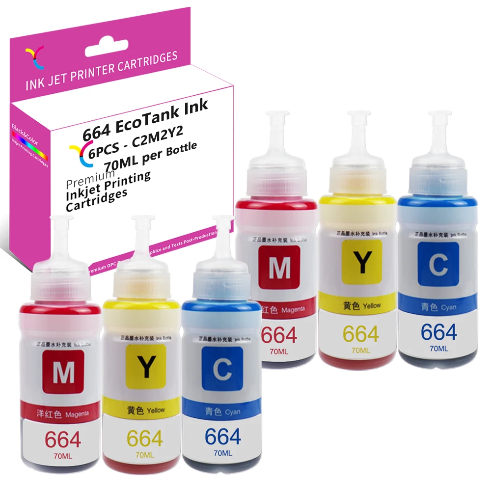 YC T664 совместимый с Epson 664 Набор цветных чернил для фотографий ET-2550 L355 L360 L362 L365 L366 L455