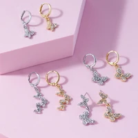 fashion cute crystal butterfly womens earrings bohemian lovely metal dangle unusual earring ears clip dance party gift jewelry