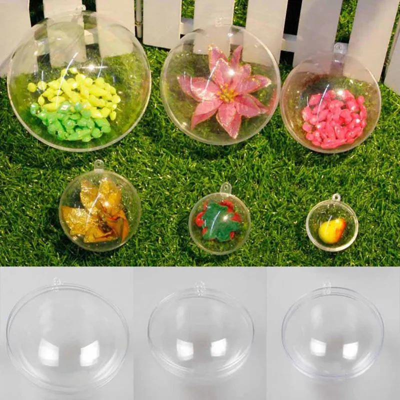 

4/6/8cm Transparent Open Plastic Christmas Tress Decorations Ball Clear Bauble Ornament Gift Present Box Decoration