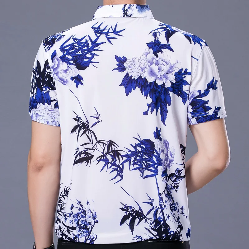 2021 мужские рубашки с коротким рукавом Гавайские цветы повседневные приталенные
