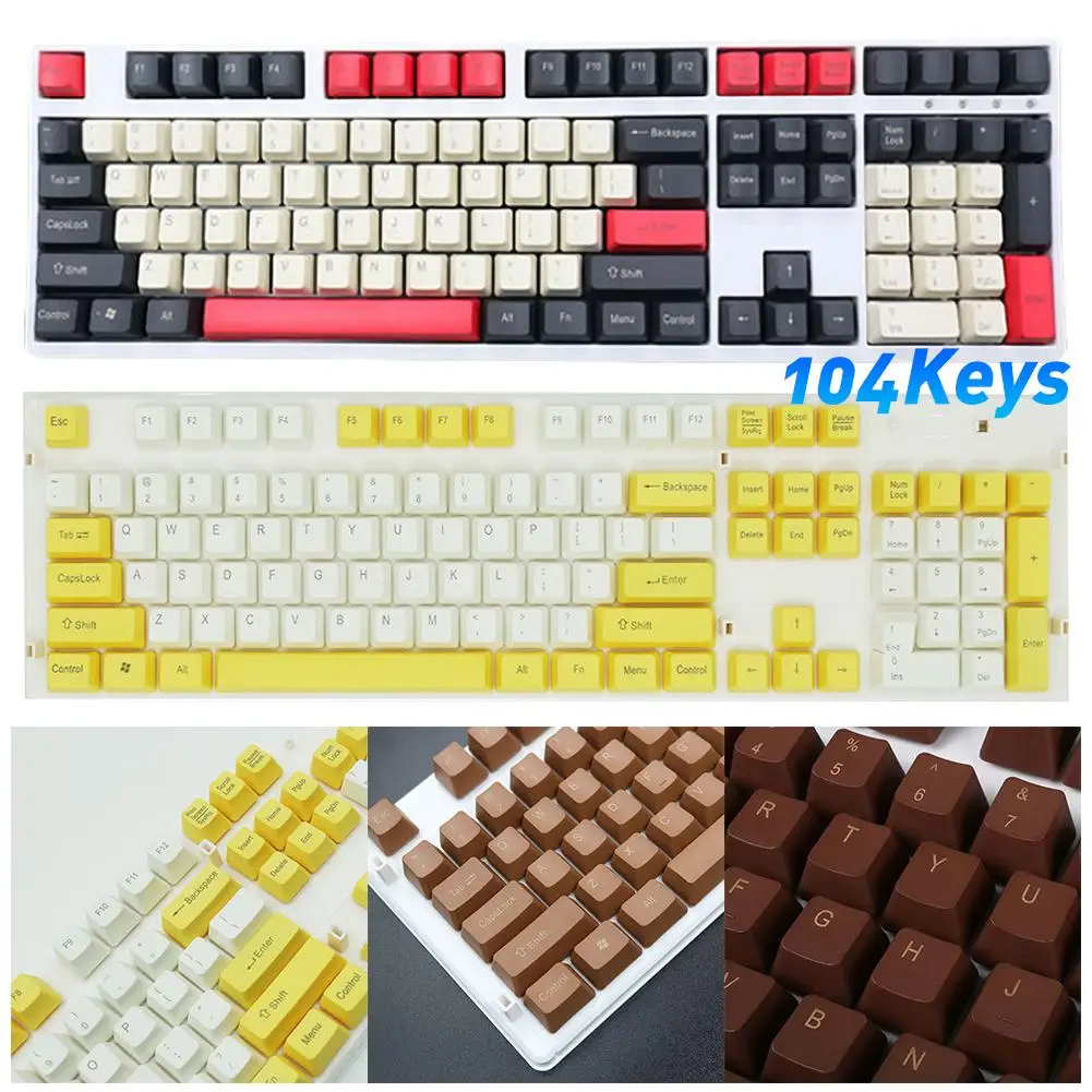1 комплект полупрозрачных колпачков для клавиш Double Shot PBT 104 с подсветкой Outemu Gateron