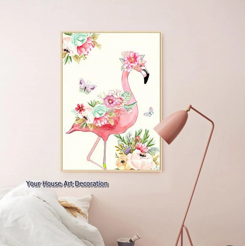Скандинавский постер и принт принцесса цветок Единорог Фламинго холст настенный
