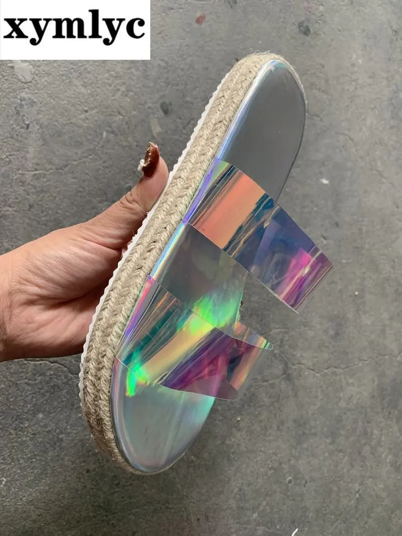 

2020 summer new double layer transparent PVC women shoes flat heel increased non-slip outdoor beach sandals all-match slippers