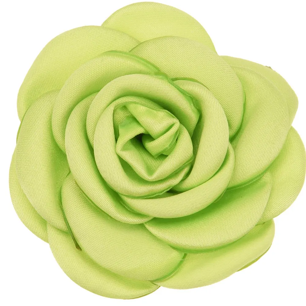 Green 10 шт. атласный цветок 6 см Жареные Цветочные Цветы Camillia DIY Цветы Аксессуары для волос горящий цветок без заколки для волос - Цвет: Green