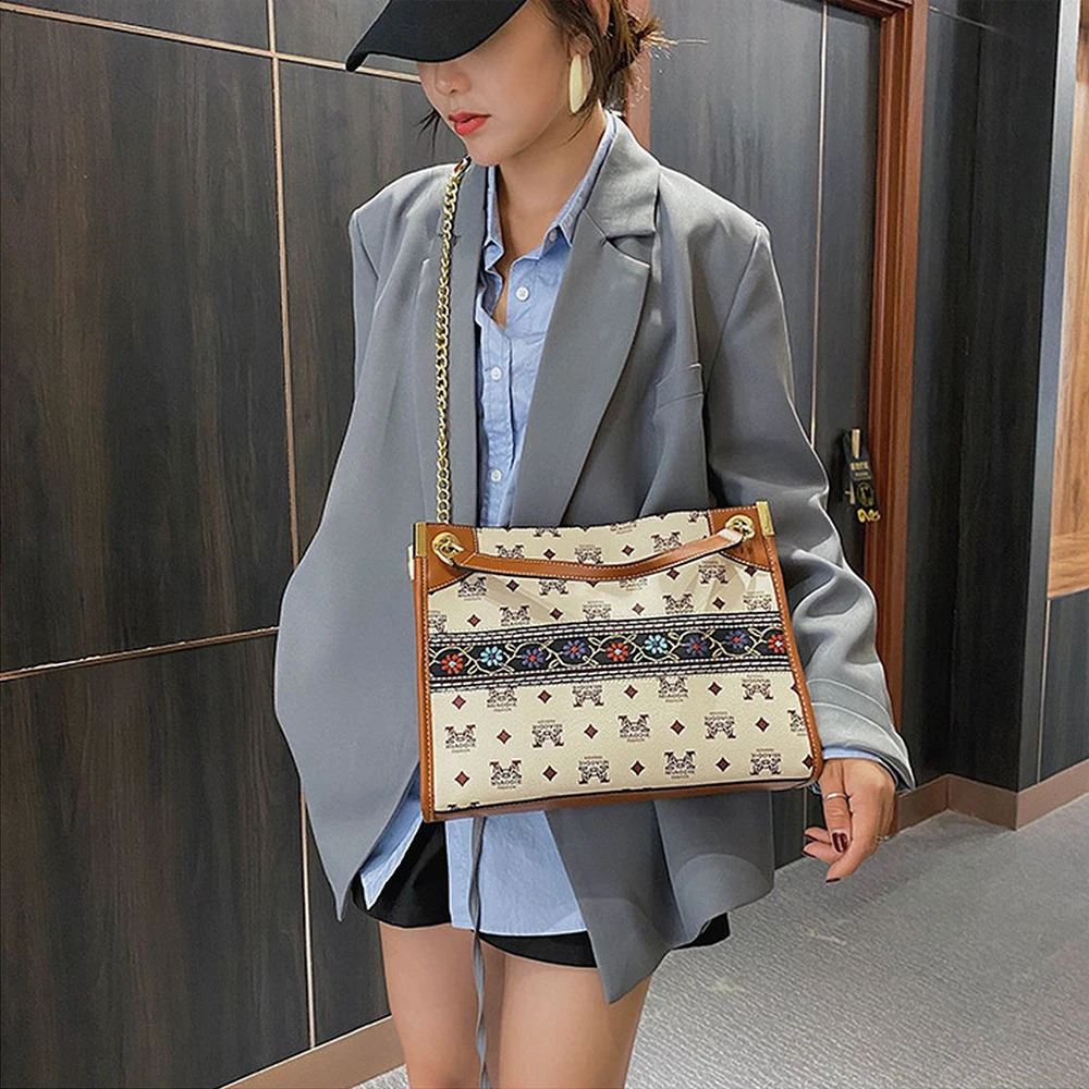 

Women's New Large Capacity Shoulde Bag Chain Tote Bag PU Leather Crossbody Handbags Shoulder Messenger Bags For Women 2021