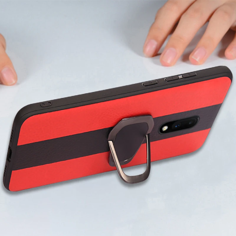

Luxury Car Phone Case For Oneplus 7 Pro 6 6T Litchi Leather TPU Edge Rotating Bracket Ring Silicon Shockproof Cover Capa Coque