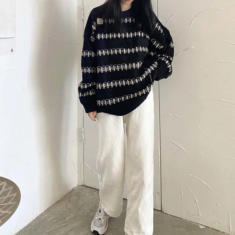 Женский свитер пальто Осень-зима 2021 шикарный корейский Свободный пуловер в