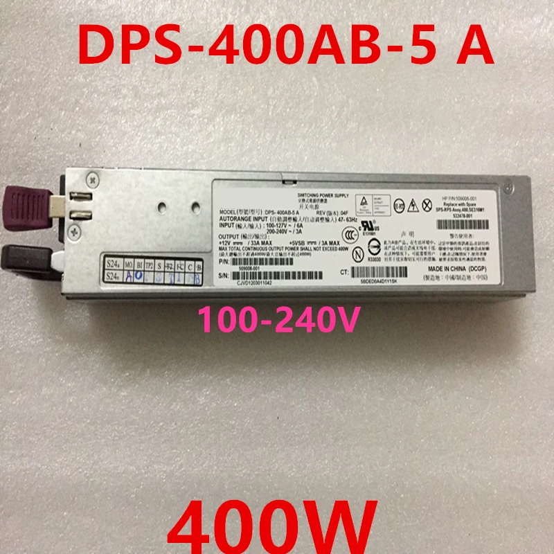 

Почти новый оригинальный блок питания для HP SE316M1 DL320G6 400 Вт, DPS-400AB-5 A 532478-001 509008-001