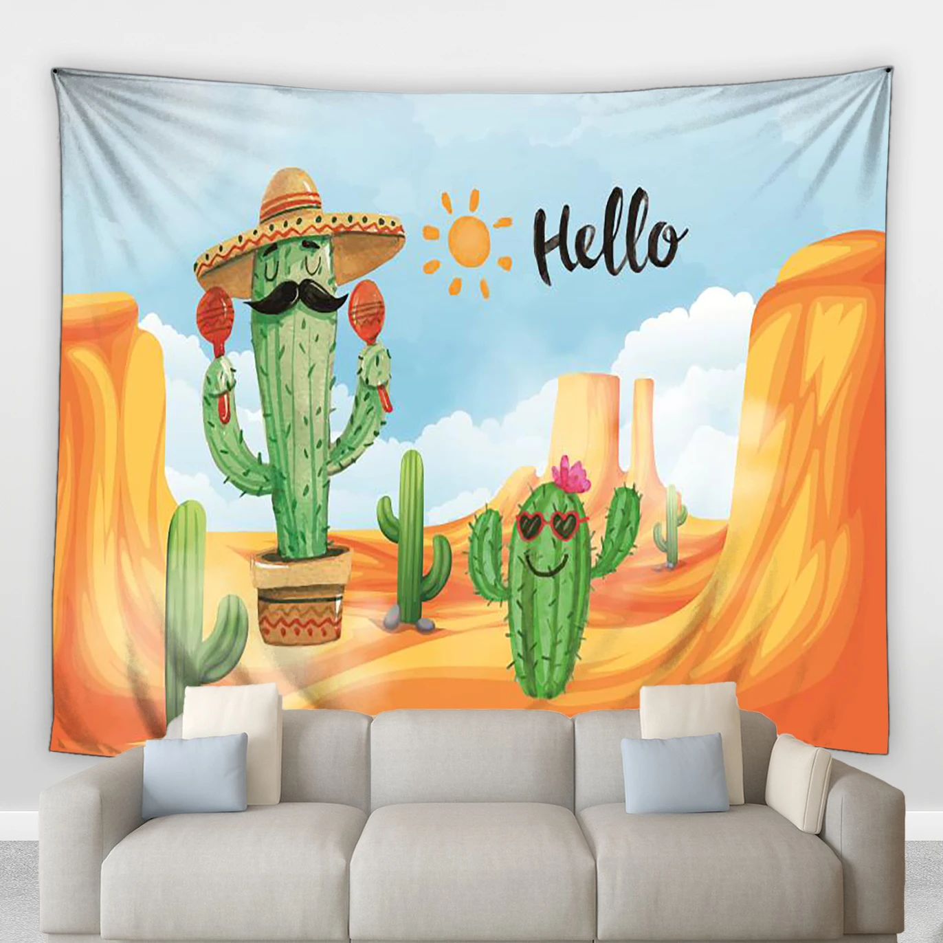 

Ins Hand Painted Tropical Succulent Plants Tapestry Wall Decor Curtains Living Room Bedroom Wall Hanging Blanket Art Tapestries