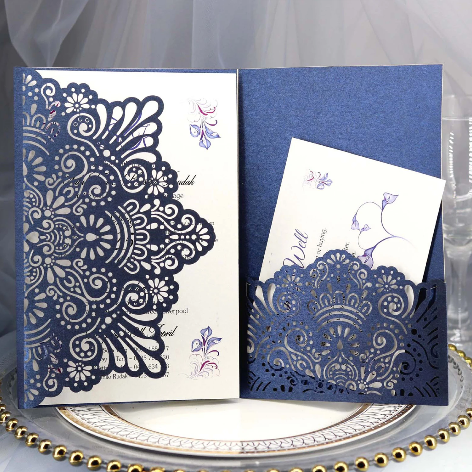 

10pcs Laser Cut Wedding Invitation Elegant Business Greeting Card Party Supplies Festival Birthday Blessings Pearlescent Paper